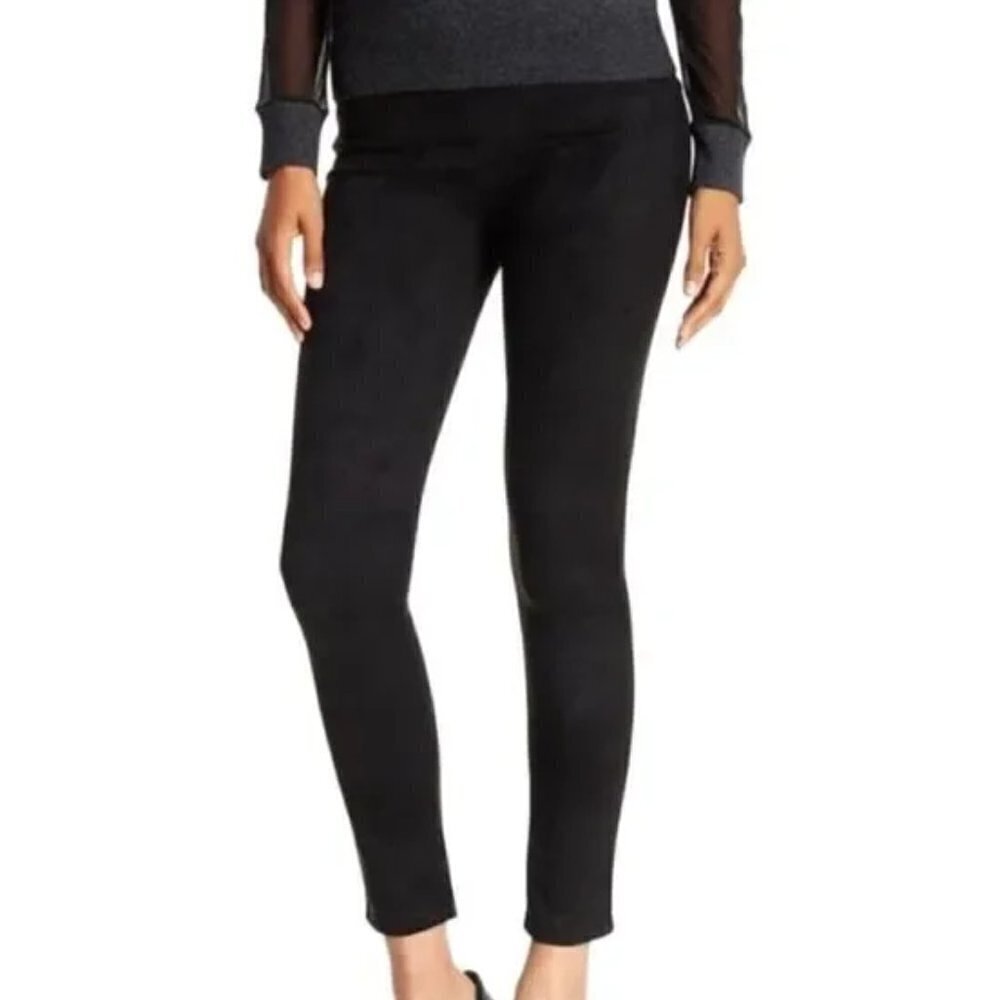 David Lerner Women's Black Faux-Suede Pull-On Legging Stretch Size Small